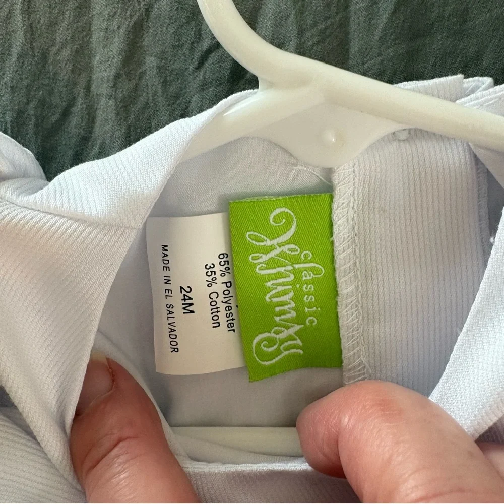 Classic Whimsy Flutter Sleeve Bubble Monogramable Romper. Size 24 months.